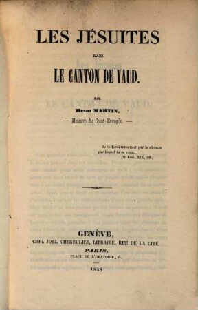 Les Sésuites dans le canton de Vauđ
