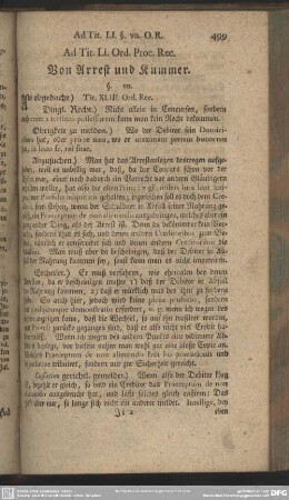 Ad. Tit. LI. Ord. Proc. Rec. Von Arrest und Kummer