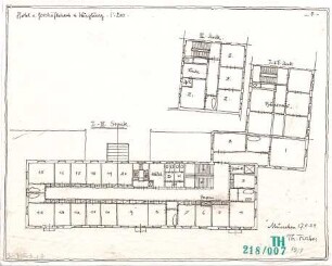 Fischer, Theodor; Würzburg; Hotel und Geschäftshaus - Grundriss 1. OG, Grundriss 2. OG