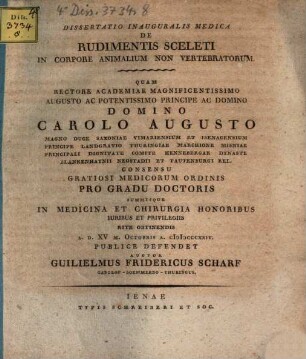 De rudimentis sceleti in corpore animalium non vertebratorum : diss. inaug.