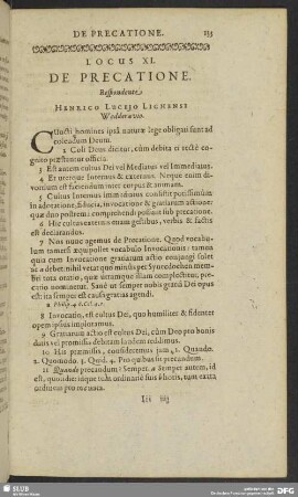 Locus XI. De Precatione