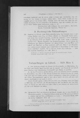 Verhandlungen zu Lübeck. - 1428 März 4.