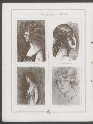 Siluetas conocidas : Sta. Elvira Blanco Wilson [y] Sta. Amelia Burmester [y] Isabel Saavedra [y] Sta. Sara Blanco Acevedo