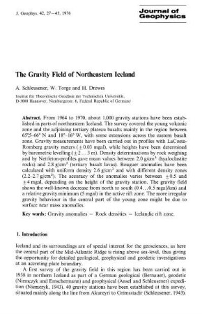 The gravity field of Northeastern Iceland