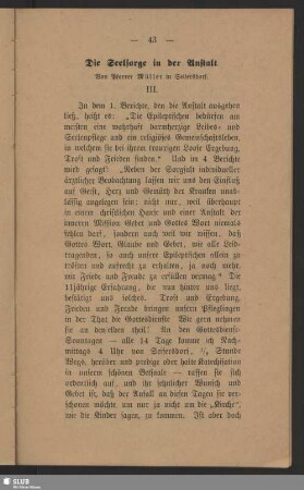 Die Seelsorge in der Anstalt : III.
