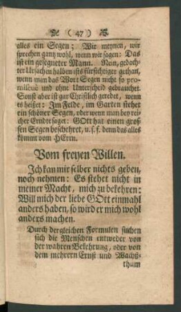 Vom freyen Willen