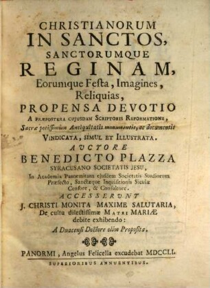 Christianorum in sanctos propensa devotio