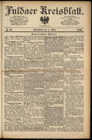 Erste Ausgabe vom Samstag, den 11. März 1899.