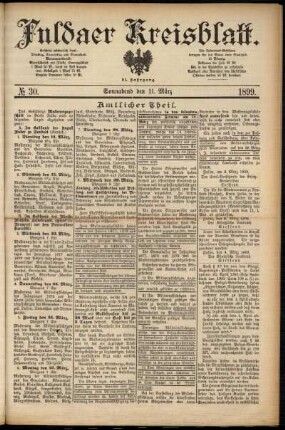 Erste Ausgabe vom Samstag, den 11. März 1899.