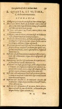 L. Quarta, Et Ultima, C. de bonis maternis. Summaria.