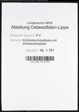 Kirchenbuchduplikat der katholischen Stadtpfarrei St. Petrus (GHT 1779-1807). (Gemeinde: Geseke, katholische Stadtpfarrei St. Petrus)