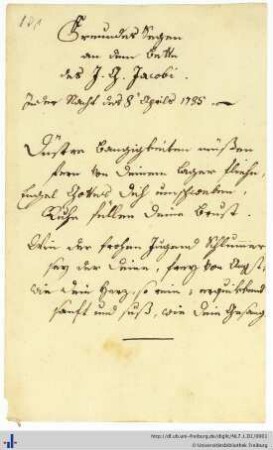 Nachlass J. G. Jacobi (NL 7/I D 1) : Freundes Segen an dem Bette des J. G. Jacobi