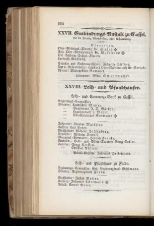 XXVII. Entbindungs=Anstalt zu Cassel,