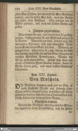 Das XXI. Capitel, Von Muscheln