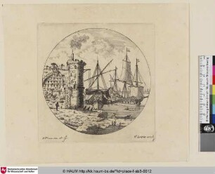 [Rundförmige Hafenansicht; Roundel with view of a harbour]