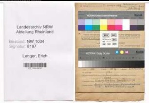 Entnazifizierung Erich Langer , geb. 08.11.1903 (Postschaffner)