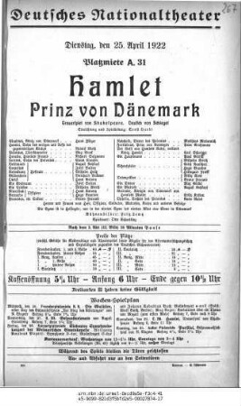 Hamlet Prinz von Dänemark