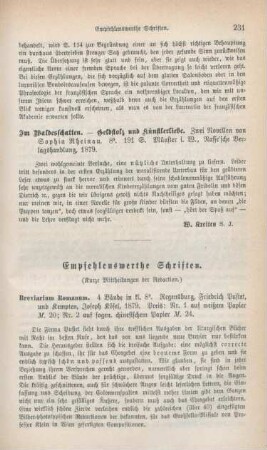 231-237 Empfehlenswerthe Schriften