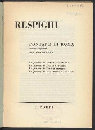 Fontane di Roma : poema sinfonico per orchestra
