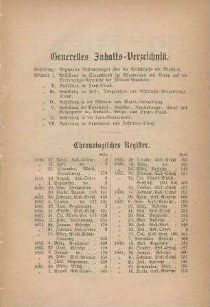 Generelles Inhalts-Verzeichniß.