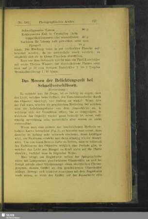 Das Messen der Belichtungszeit bei Schnellverschlüssen
