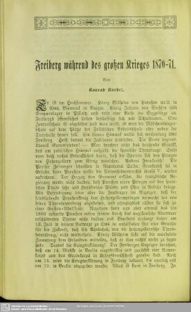 Freiberg während des großen Krieges 1870-71