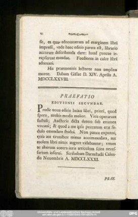 Praefatio Editionis Secundae.