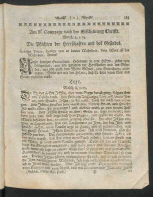 Am III. Sonntage nach der Erscheinung Christi