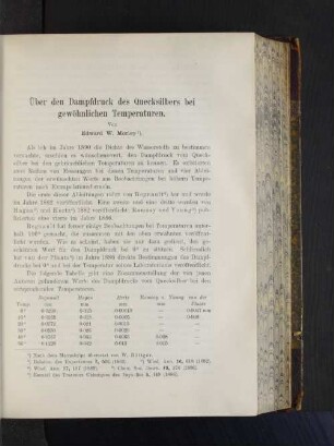 Über den Dampfdruck des Quecksilbers bei gewöhnlichen Temperaturen
