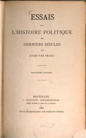 Essais sur l'histoire politique des derniers siècles, 1