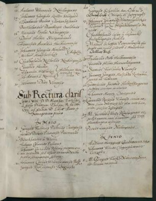 Sommerhalbjahr 1591. Rektorat Matthäus Entzlin