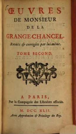 Oeuvres De Monsieur De La Grange-Chancel, 2
