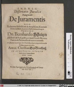 Dissertatio Iuridica Inauguralis de Iuramentis