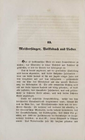 13. Meistersänger, Volksbuch und Lieder