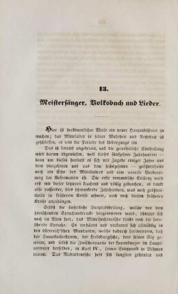 13. Meistersänger, Volksbuch und Lieder