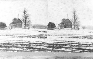 Obercunnersdorf. Bergmühle, Bockmühle und Gehöft, vor 1903 (Stereoaufnahme), Repro
