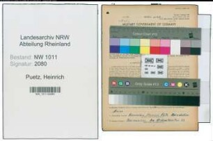 Entnazifizierung Heinrich Puetz , geb. 10.07.1904 ()