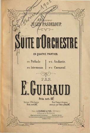 Suite d'orchestre : en quatre parties