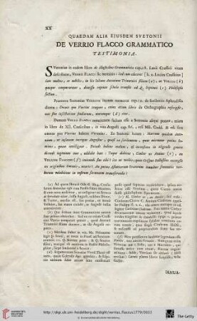 Quaedam alla eiusdem suetonii de verrio flacco grammatico Testimonia