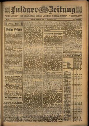 Dritte Ausgabe vom Samstag, den 21. September 1901.