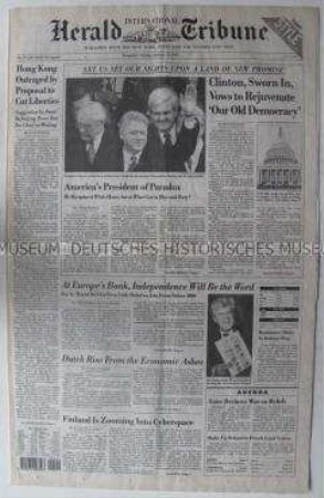 US-amerikanische Tageszeitung "International Herald Tribune" zum Beginn der zweiten Amtsperiode von Präsident Bill Clinton