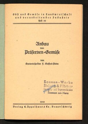 Anbau von Präserven-Gemüse
