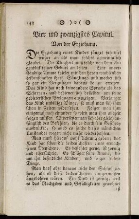 Vier und zwanzigstes Capitul. Von der Erziehung.