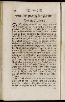 Vier und zwanzigstes Capitul. Von der Erziehung.