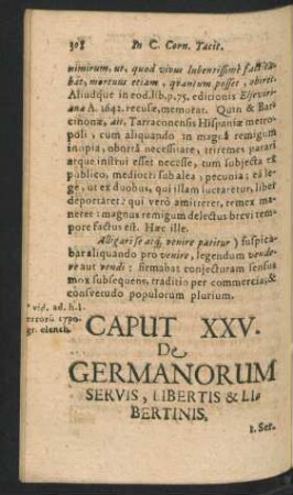 Caput XXV. De Germanorum Servis, Libertis & Libertinis.