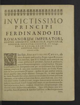 Invictissimo Principi Ferdinando III.