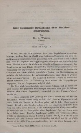 III. Eine elementare Betrachtung über Strahlen - congruenzen.