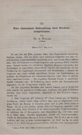 III. Eine elementare Betrachtung über Strahlen - congruenzen.