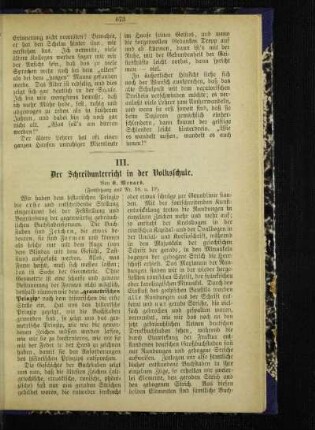 ¬Der¬ Schreibunterricht in der Volksschule : (Fortsetzung aus Nr. 18 u. 19)