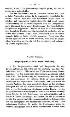 Viertes Capitel. Ausgangspunkte einer neuen Rechnung.
